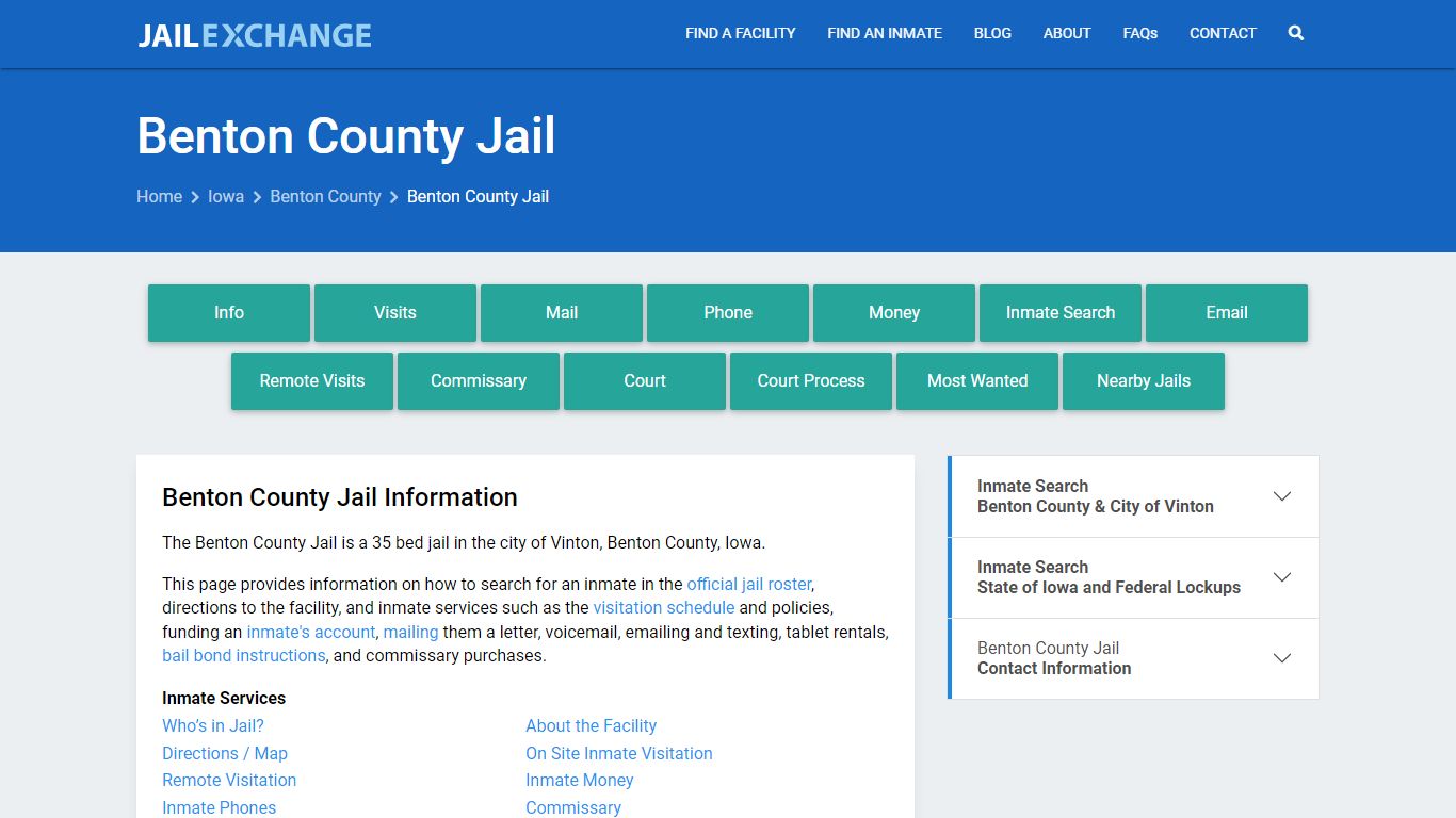 Benton County Jail, IA Inmate Search, Information